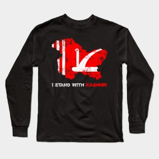 I Stand With Kashmir - Distressed Kashmiri Flag Long Sleeve T-Shirt